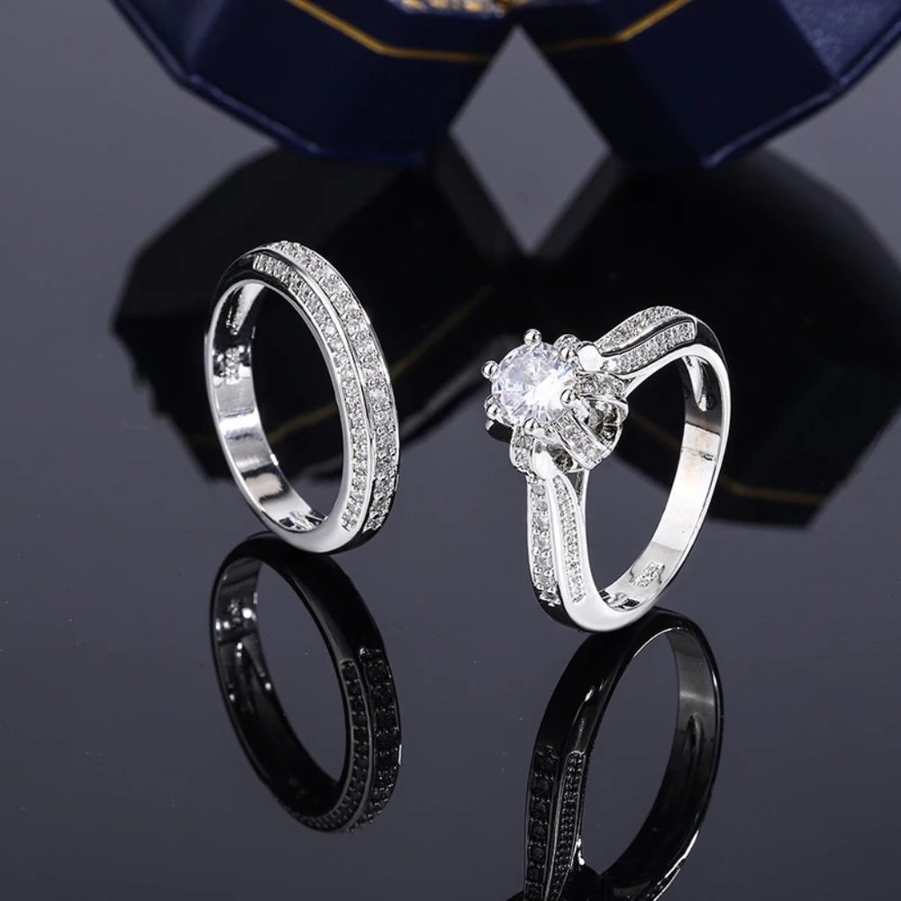 Fancy Ladies 2.5ctw Diamond Bridal Set, 18K White Gold - Picture 6 of 6